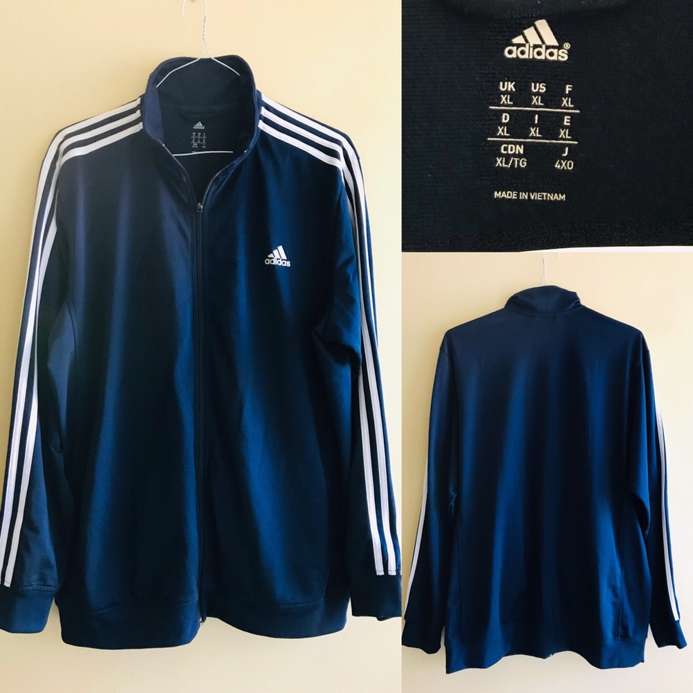 Adidas Navy Blue/ White Stripes Track Jacket